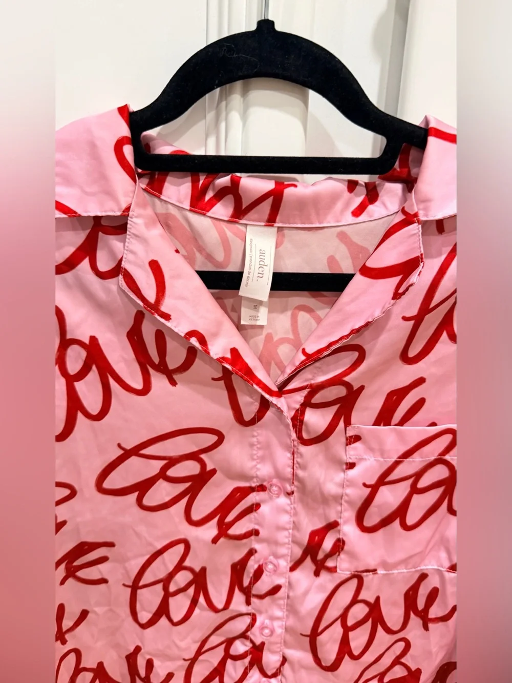 Auden Pink Top with Red 'Love' Script
